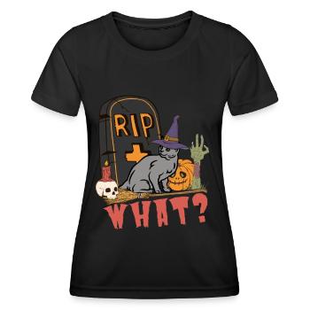 Mignon et effrayant chat d’Halloween bleu russe - T-shirt sport Femme - noir - Devant - AI Model Female 172 light (172cm)