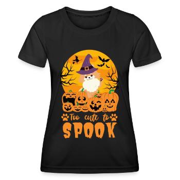 Cute Dwarf Spitz Halloween Costume Dog - Women's Functional T-Shirt - black - Front - AI Model Female 172 light (172cm)