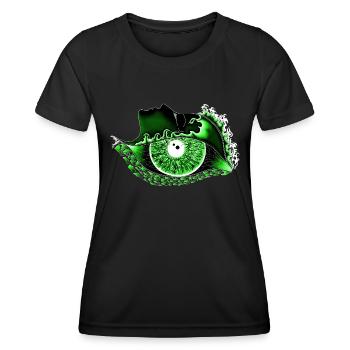 Big eye green, eye, realistic - Women's Functional T-Shirt - black - Front - AI Model Female 172 light (172cm)