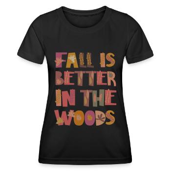 Forest in autumn Gratitude Leaves - Women's Functional T-Shirt - black - Front - AI Model Female 172 light (172cm)
