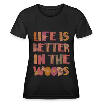 Forest in autumn Gratitude Leaves - Women's Functional T-Shirt - black - Front - AI Model Female 172 light (172cm)