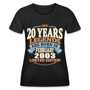 20 ans - né en février 2003 - T-shirt sport Femme - noir - Devant - AI Model Female 172 light (172cm)