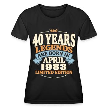 40 years old - Born in april 1983 - Women's Functional T-Shirt - black - Front - AI Model Female 172 light (172cm)