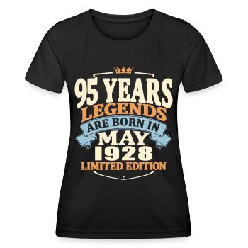 Legends are born in May 1928 - 95 years old - Women's Functional T-Shirt - black - Front - AI Model Female 172 light (172cm)