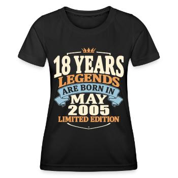 Legends are born in may 2005 - 18 years old - Women's Functional T-Shirt - black - Front - AI Model Female 172 light (172cm)