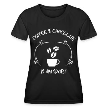 Café, expresso, café et chocolat - T-shirt sport Femme - noir - Devant - AI Model Female 172 light (172cm)