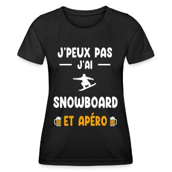 snowboardeur je peux pas j'ai snowboard apéro - T-shirt sport Femme - noir - Devant - AI Model Female 172 light (172cm)