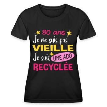 80 ans anniversaire mamie. Fête des Mères humour - T-shirt sport Femme - noir - Devant - AI Model Female 172 light (172cm)