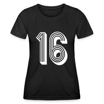 16 ans numéro maillot 16 T-shirt 16 - T-shirt sport Femme - noir - Devant - AI Model Female 172 light (172cm)