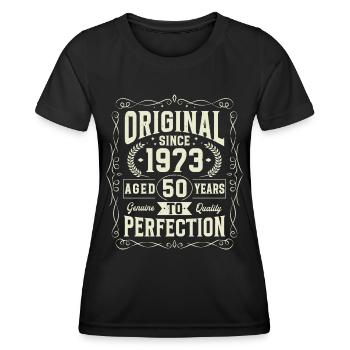 Original depuis 1973 50e anniversaire - T-shirt sport Femme - noir - Devant - AI Model Female 172 light (172cm)