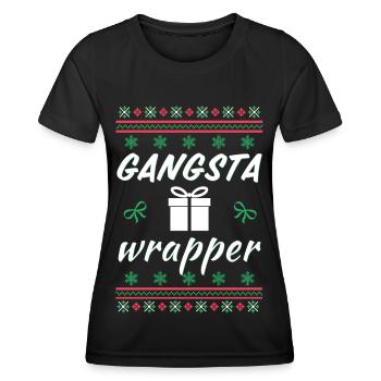 Gangsta Wrapper Lustige Weihnachten - Frauen Funktions-T-Shirt - Schwarz - Vorne - AI Model Female 172 light (172cm)