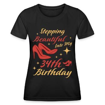 34th Birthday Gift 34 Years Fun Gift Idea - Women's Functional T-Shirt - black - Front - AI Model Female 172 light (172cm)
