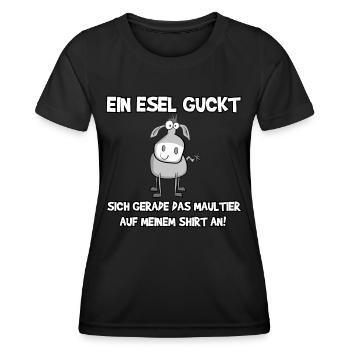 Ein Esel guckt - Frauen Funktions-T-Shirt - Schwarz - Vorne - AI Model Female 172 light (172cm)