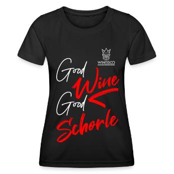 Winegod funny saying wine - Women's Functional T-Shirt - black - Front - AI Model Female 172 light (172cm)