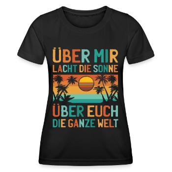 Lustiger Sarkasmus Spruch Mallorca Palmen Retro - Frauen Funktions-T-Shirt - Schwarz - Vorne - AI Model Female 172 light (172cm)