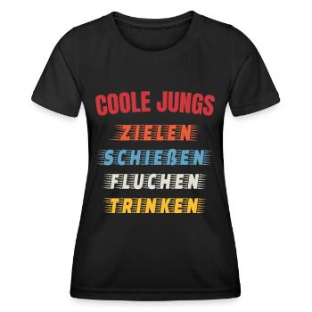 Witziger Fußball Spruch Coole Jungs Trinken Bier - Frauen Funktions-T-Shirt - Schwarz - Vorne - AI Model Female 172 light (172cm)