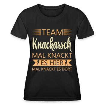 Team Knackarsch Mal Knackt Junggesellinenabschied - Frauen Funktions-T-Shirt - Schwarz - Vorne - AI Model Female 172 light (172cm)