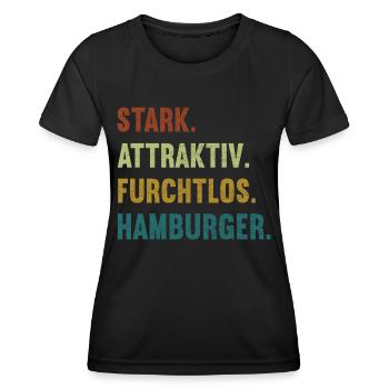 Stark Attraktiv Furchtlos Hamburger Hamburg Hanse - Frauen Funktions-T-Shirt - Schwarz - Vorne - AI Model Female 172 light (172cm)