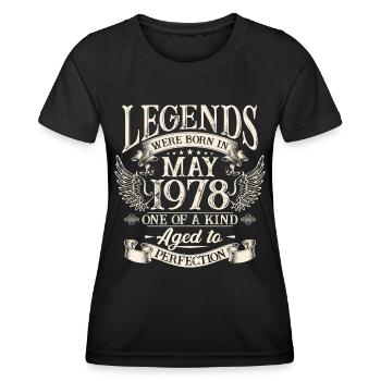 Les légendes sont nées en mai 1978 - T-shirt sport Femme - noir - Devant - AI Model Female 172 light (172cm)