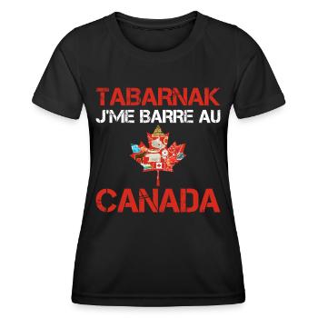 Tabarnak Je Me Barre Au Canada, Feuille D'érable - T-shirt sport Femme - noir - Devant - AI Model Female 172 light (172cm)