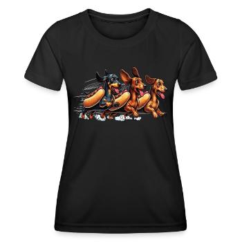 Dachshund Dachshund Dachshund Owner Hot dog - Women's Functional T-Shirt - black - Front - AI Model Female 172 light (172cm)