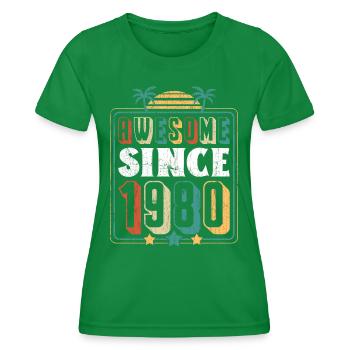 Awesome Since 1980 43rd Birthday - Women's Functional T-Shirt - kelly green - Front - AI Model Female 172 dark (172cm)
