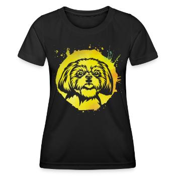 Shih Tzu - T-shirt sport Femme - noir - Devant - AI Model Female 172 light (172cm)