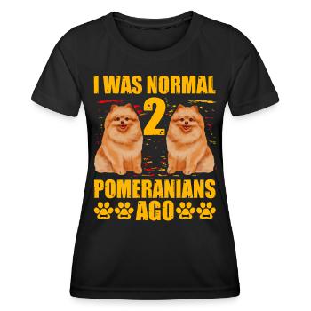 J’étais normal il y a 2 Poméraniens - T-shirt sport Femme - noir - Devant - AI Model Female 172 light (172cm)