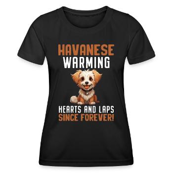 Le bichon havanais réchauffe les cœurs et les genoux depuis toujours - T-shirt sport Femme - noir - Devant - AI Model Female 172 light (172cm)