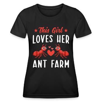 Cette fille adore sa ferme de fourmis - T-shirt sport Femme - noir - Devant - AI Model Female 172 light (172cm)