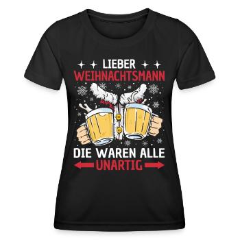 Weihnachtsmann Die Waren Alle Unartig Weihnachten - Frauen Funktions-T-Shirt - Schwarz - Vorne - AI Model Female 172 light (172cm)