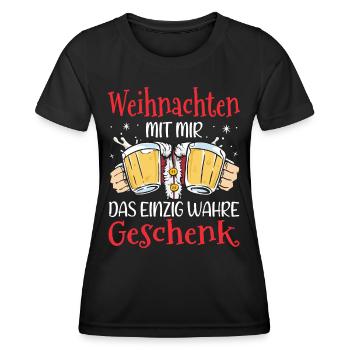 Weihnachten Weihnachtsmann Bier Geschenk - Frauen Funktions-T-Shirt - Schwarz - Vorne - AI Model Female 172 light (172cm)