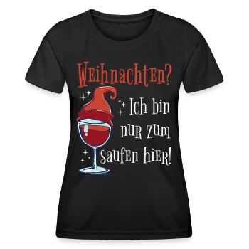 Wein Weinglas Weihnachten Wichtel Mütze Geschenk - Frauen Funktions-T-Shirt - Schwarz - Vorne - AI Model Female 172 light (172cm)