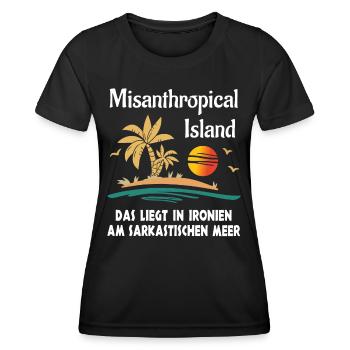 Misanthropical Island Sommer Urlaub Mallorca Fun - Frauen Funktions-T-Shirt - Schwarz - Vorne - AI Model Female 172 light (172cm)