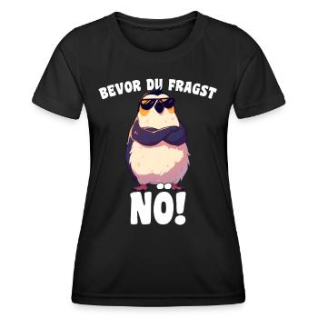 Before you ask: Nope! Sarcasm Cool Penguin - Women's Functional T-Shirt - black - Front - AI Model Female 172 light (172cm)
