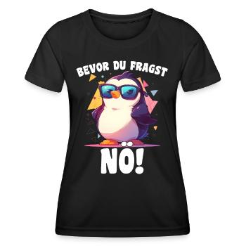 Before you ask: Nope! Penguin Motif Sunglasses - Women's Functional T-Shirt - black - Front - AI Model Female 172 light (172cm)