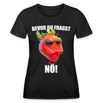 Bevor Du Fragst Nö! Erdbeere Sonnenbrille Lustig - Frauen Funktions-T-Shirt - Schwarz - Vorne - AI Model Female 172 light (172cm)