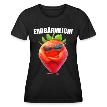 Erdbärmlich! Erdbeere Sonnenbrille Lustig Grafik - Frauen Funktions-T-Shirt - Schwarz - Vorne - AI Model Female 172 light (172cm)