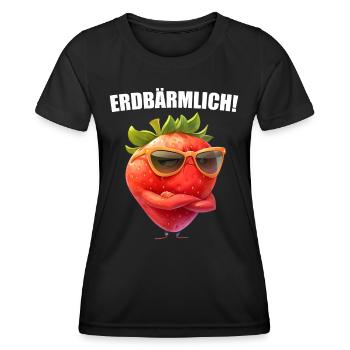 Erdbärmlich! Grafik Erdbeere Sarkasmus Lustig - Frauen Funktions-T-Shirt - Schwarz - Vorne - AI Model Female 172 light (172cm)