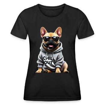 Drôle de bouledogue français Chill Out Chill Out - T-shirt sport Femme - noir - Devant - AI Model Female 172 light (172cm)