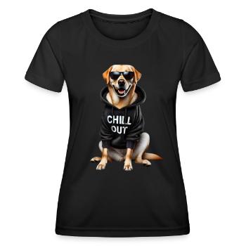 Lustiges Labrador Tierliebhaber Hunde Chillen Lazy - Frauen Funktions-T-Shirt - Schwarz - Vorne - AI Model Female 172 light (172cm)