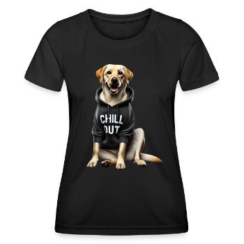Lustiges Labrador Tierliebhaber Hunde Chillen Lazy - Frauen Funktions-T-Shirt - Schwarz - Vorne - AI Model Female 172 light (172cm)