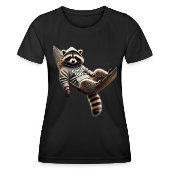Lustiges Waschbär Chill Out Tierliebhaber Chillen - Frauen Funktions-T-Shirt - Schwarz - Vorne - AI Model Female 172 light (172cm)