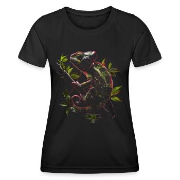 Caméléon Animal Amoureux des animaux Casque Reptiles - T-shirt sport Femme - noir - Devant - AI Model Female 172 light (172cm)