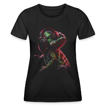 Caméléon Animal Amoureux des animaux Casque Reptiles - T-shirt sport Femme - noir - Devant - AI Model Female 172 light (172cm)