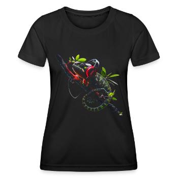 Caméléon Animal Amoureux des animaux Casque Reptiles - T-shirt sport Femme - noir - Devant - AI Model Female 172 light (172cm)