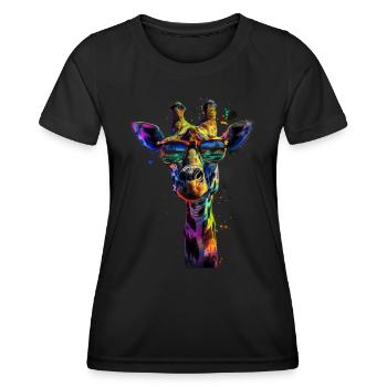 Girafe motif animal amoureux des animaux safari - T-shirt sport Femme - noir - Devant - AI Model Female 172 light (172cm)