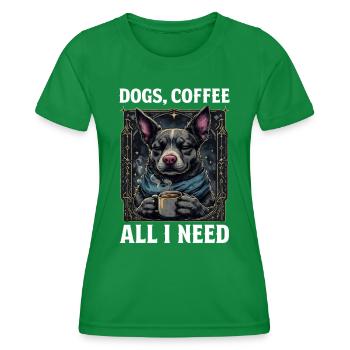 Lustiges Hund Kunst Hundebesitzer Hunde Kaffee - Frauen Funktions-T-Shirt - Kelly Green - Vorne - AI Model Female 172 dark (172cm)