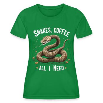 Lustiges Schlangen Kunst Schlange Kaffee Reptilien - Frauen Funktions-T-Shirt - Kelly Green - Vorne - AI Model Female 172 dark (172cm)