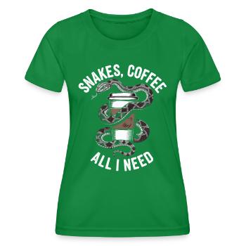 Lustiges Schlangen Kunst Schlange Kaffee Reptilien - Frauen Funktions-T-Shirt - Kelly Green - Vorne - AI Model Female 172 dark (172cm)